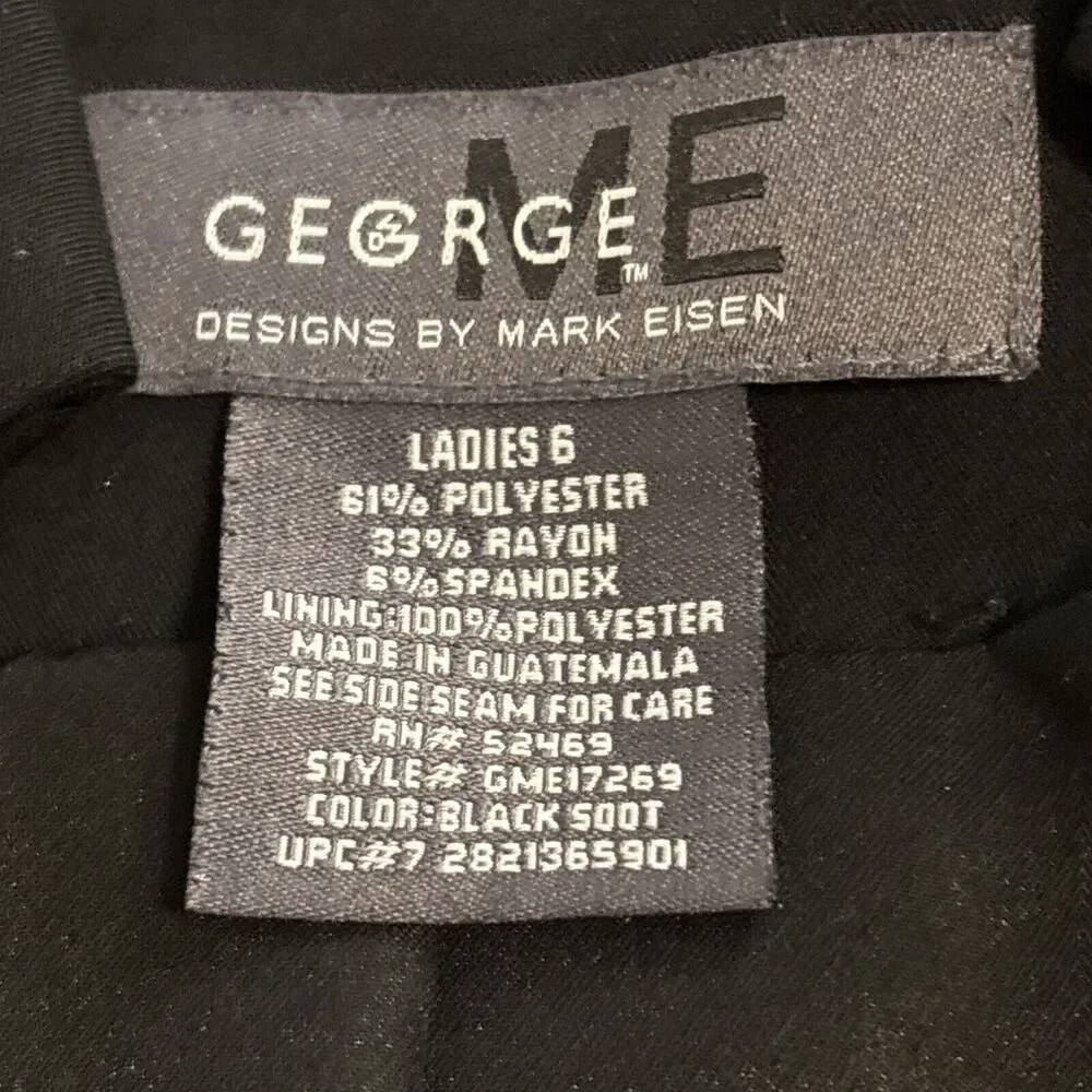 George Design By Mark Eisen Suits Women's Size 6 Black Collar 2 Flap Pocket - Picture 10 of 10